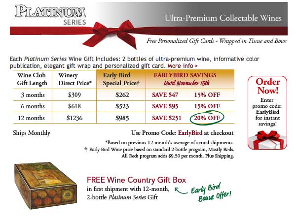 Special Offer Platinum Series Wine Club