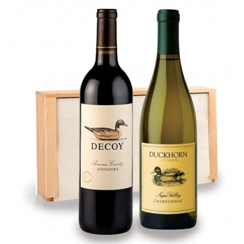Two Popular Wines in an Elegant Wood Crate