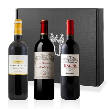 Three Bottles of Red Bordeaux Gems in a Gift Box