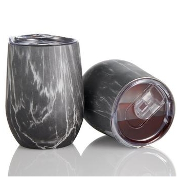 Wine Enthusiast Insulated Stainless Steel Marble Tumblers (Set of 2)
