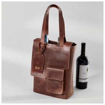 Buffalo Leather All-Purpose 2-Bottle Wine and Spirits Bag