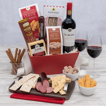 Red Wine & Cheese Basket Gift