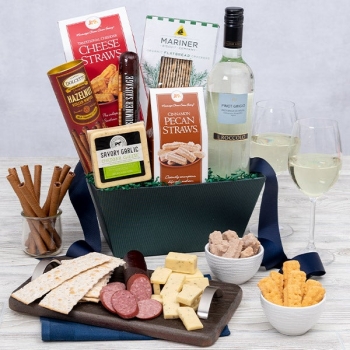 White Wine & Cheese Gift Basket 