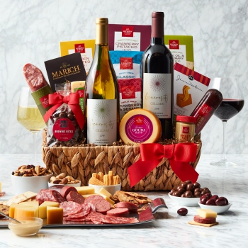 Deluxe Wine Gift Basket with Cheese & Snacks