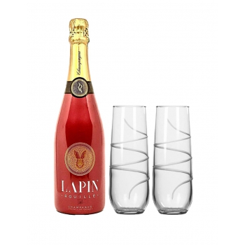 Lapin Rouillé Brut with Set of 2 Rolf Glass Twist Stemless Flutes