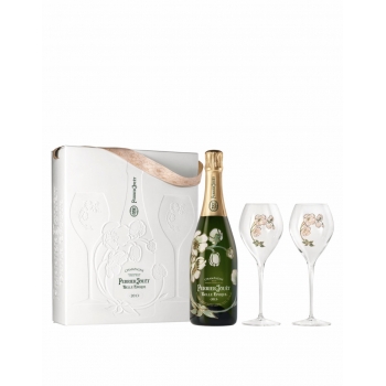 Perrier Jouet Belle Epoque Brut Champagne Bottle Vintage 2013 Ecobox with Glasses