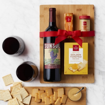 Red Wine & Cheese Gift with Board