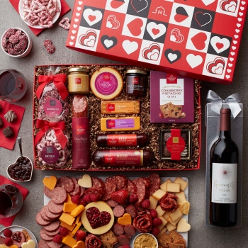 Valentine's Day Charcuterie & Chocolate Gift Box with Wine